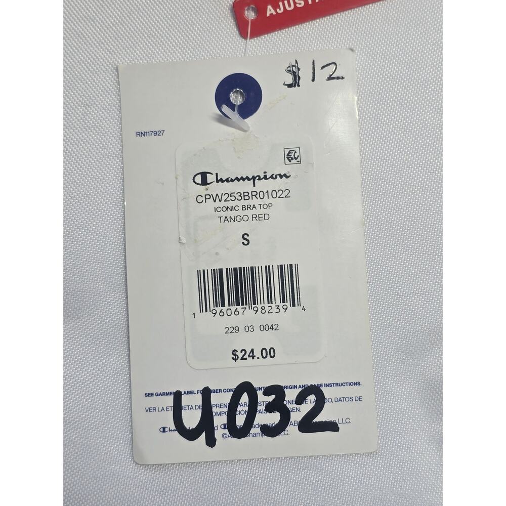 Champion Iconic Bra Top Sports Bra Red Logo - Picture 3 of 3
